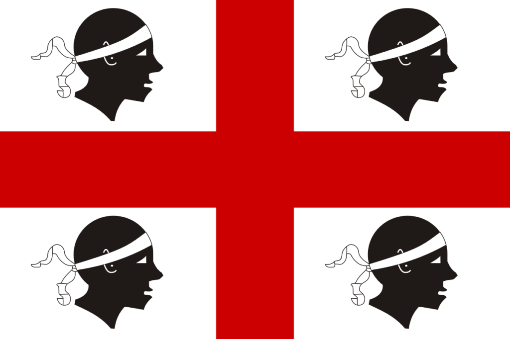 wer auf der sardischen Flagge steht